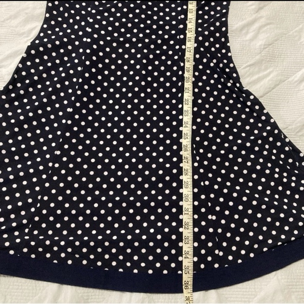 Lauren Ralph Lauren Navy Polka Dot Dress Sleeveles size 12 - Picture 9 of 16